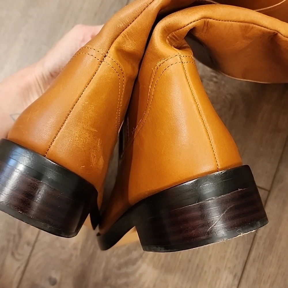 J. Crew Riding Boots Over The Knee Caramel Leather Style BA769 Women's size 6.5